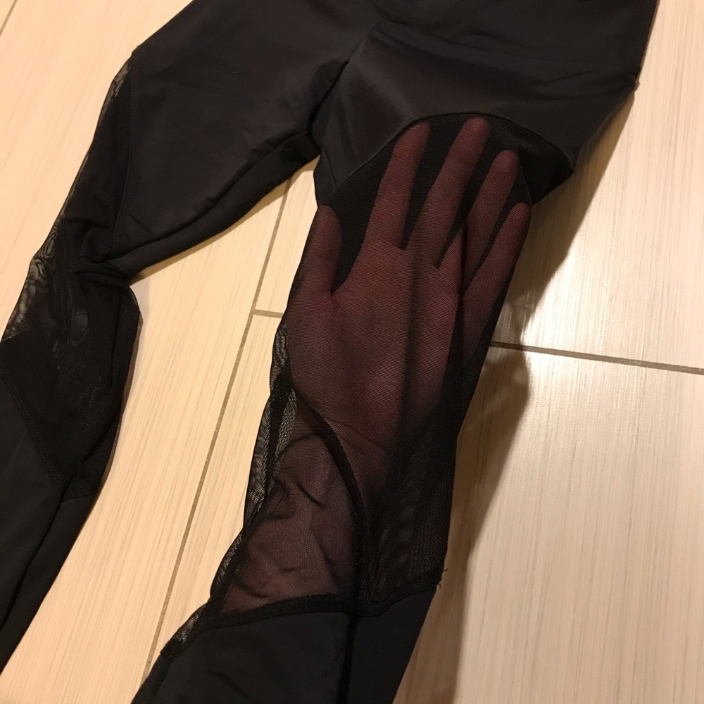 Black Mesh-Knee Leggings